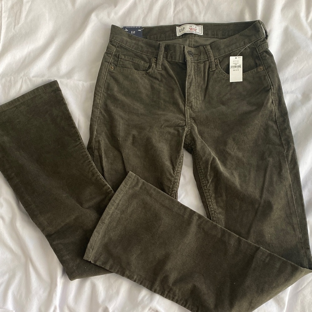 GAP Women's Olive Green Baby Boot Corduroy Pants NWT